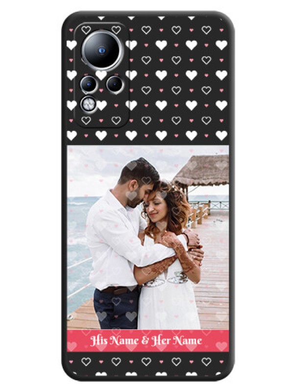 Custom White Color Love Symbols with Text Design on Photo on Space Black Soft Matte Phone Cover - Infinix Note 11