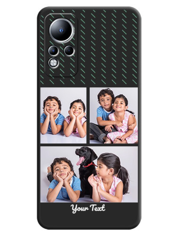 Custom Cross Dotted Pattern with 2 Image Holder on Personalised Space Black Soft Matte Cases - Infinix Note 11