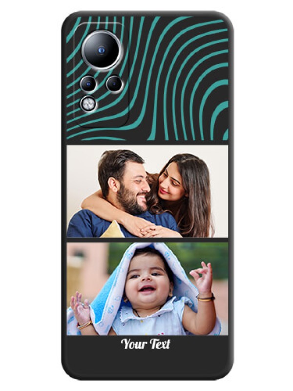 Custom Wave Pattern with 2 Image Holder on Space Black Personalized Soft Matte Phone Covers - Infinix Note 11