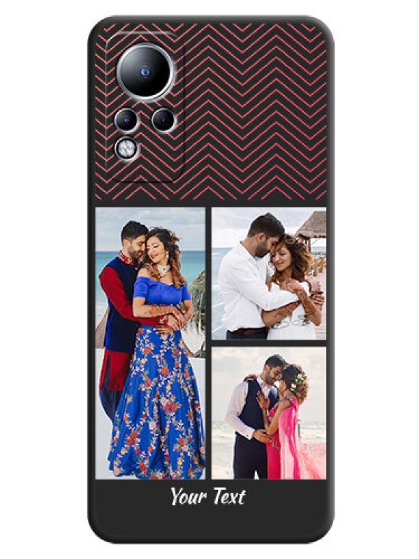 Custom Wave Pattern with 3 Image Holder on Space Black Custom Soft Matte Back Cover - Infinix Note 11