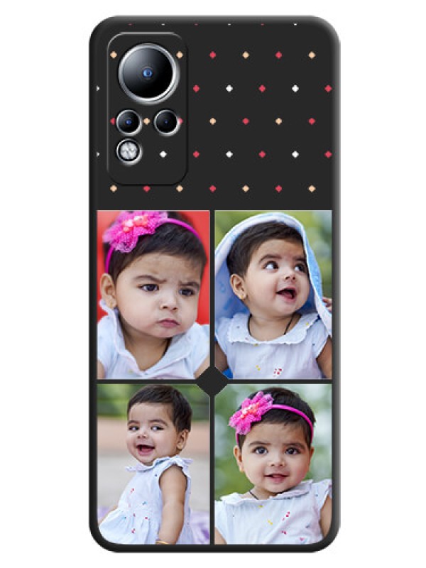 Custom Multicolor Dotted Pattern with 4 Image Holder on Space Black Custom Soft Matte Phone Cases - Infinix Note 11
