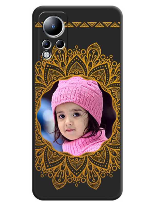 Custom Round Image with Floral Design on Photo on Space Black Soft Matte Mobile Cover - Infinix Note 11