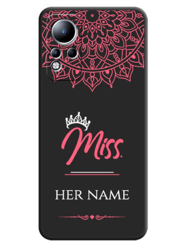 Custom Mrs Name with Floral Design on Space Black Personalized Soft Matte Phone Covers - Infinix Note 11