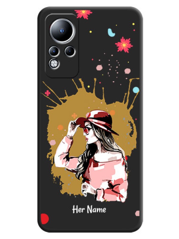 Custom Mordern Lady With Color Splash Background With Custom Text On Space Black Personalized Soft Matte Phone Covers -Infinix Note 11