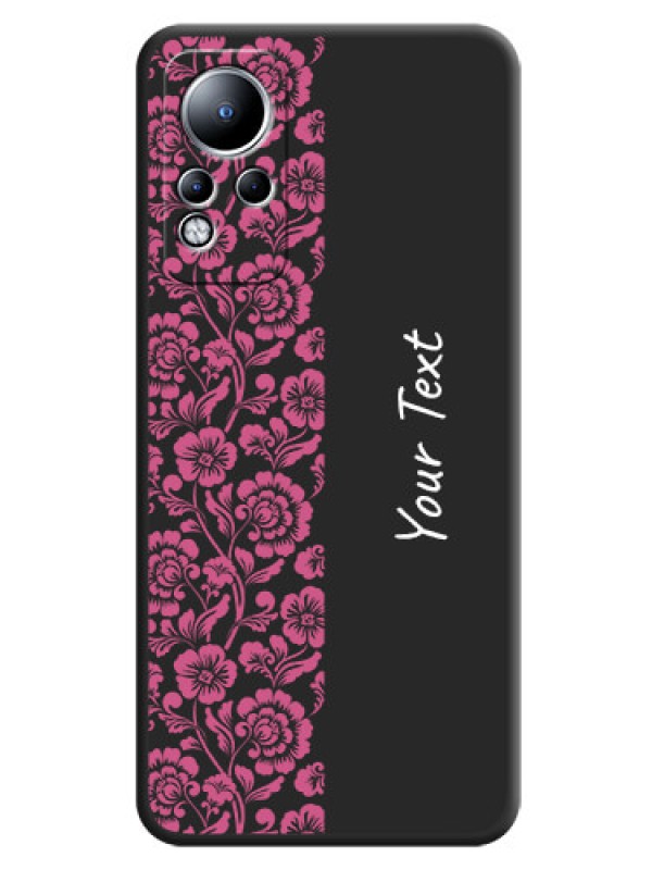 Custom Pink Floral Pattern Design With Custom Text On Space Black Personalized Soft Matte Phone Covers -Infinix Note 11