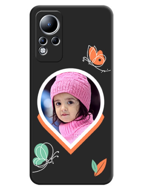 Custom Upload Pic With Simple Butterly Design On Space Black Personalized Soft Matte Phone Covers -Infinix Note 11