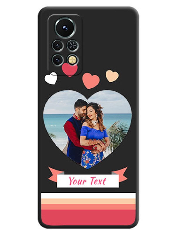 Custom Love Shaped Photo with Colorful Stripes on Personalised Space Black Soft Matte Cases - Infinix Note 11s