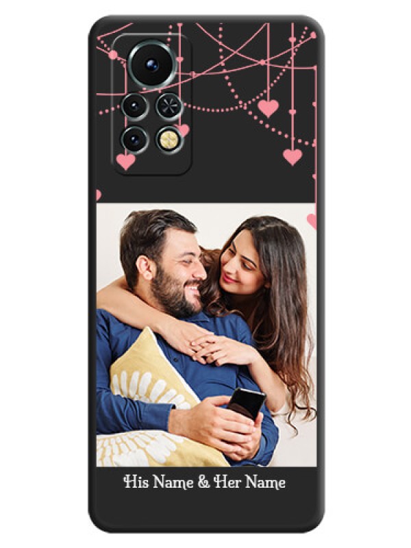 Custom Pink Love Hangings with Text on Space Black Custom Soft Matte Back Cover - Infinix Note 11s