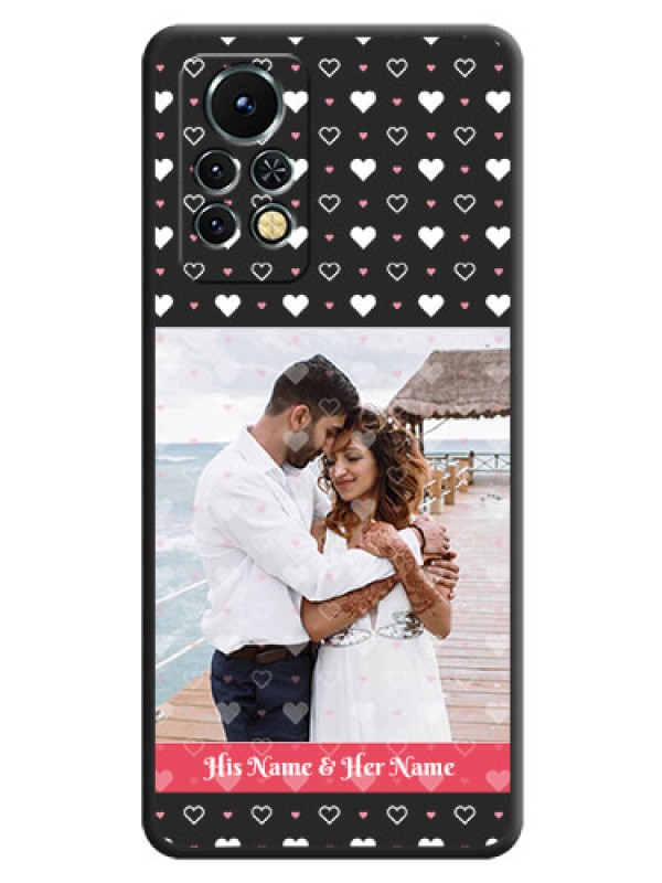 Custom White Color Love Symbols with Text Design on Photo on Space Black Soft Matte Phone Cover - Infinix Note 11s