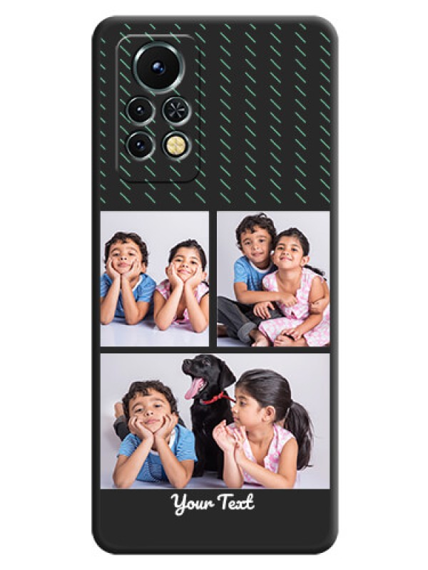 Custom Cross Dotted Pattern with 2 Image Holder on Personalised Space Black Soft Matte Cases - Infinix Note 11s