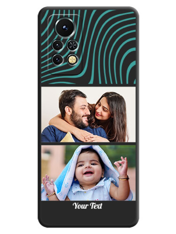 Custom Wave Pattern with 2 Image Holder on Space Black Personalized Soft Matte Phone Covers - Infinix Note 11s