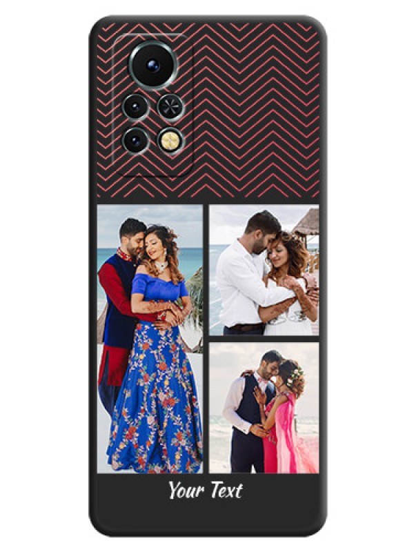 Custom Wave Pattern with 3 Image Holder on Space Black Custom Soft Matte Back Cover - Infinix Note 11s