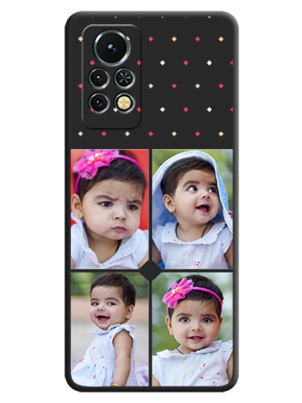 Custom Multicolor Dotted Pattern with 4 Image Holder on Space Black Custom Soft Matte Phone Cases - Infinix Note 11s