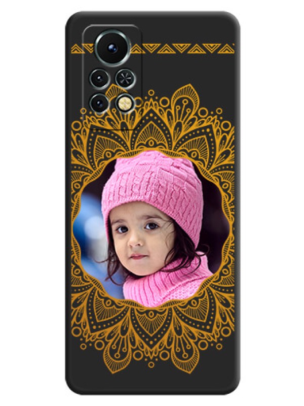 Custom Round Image with Floral Design on Photo on Space Black Soft Matte Mobile Cover - Infinix Note 11s