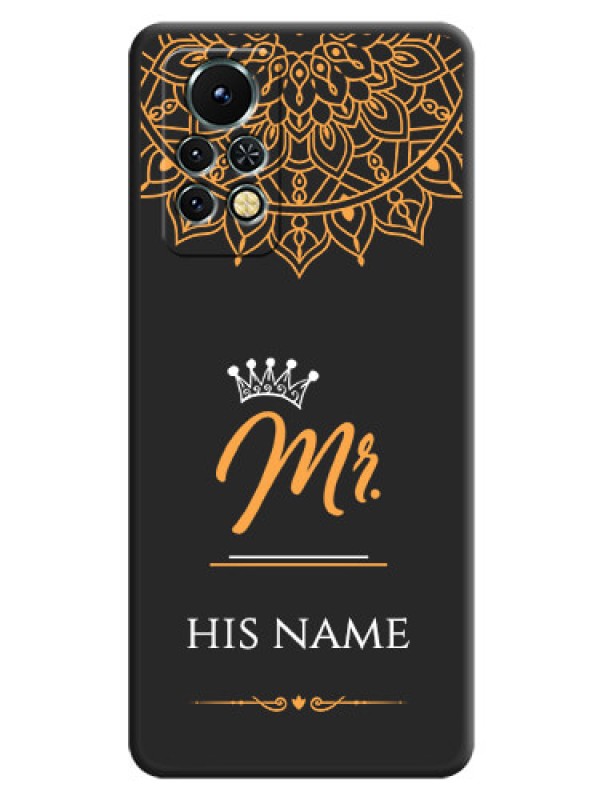 Custom Mr Name with Floral Design on Personalised Space Black Soft Matte Cases - Infinix Note 11s