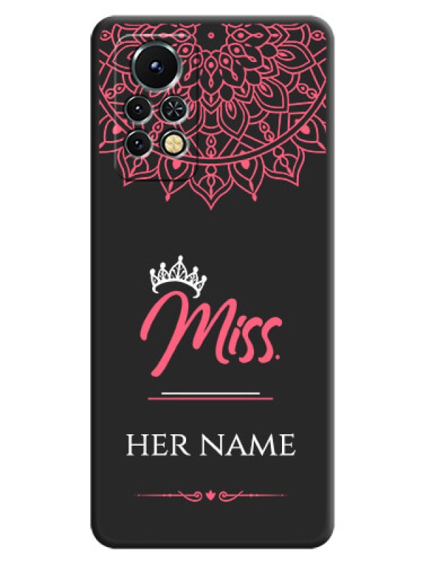 Custom Mrs Name with Floral Design on Space Black Personalized Soft Matte Phone Covers - Infinix Note 11s