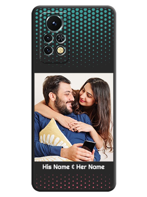 Custom Faded Dots with Grunge Photo Frame and Text on Space Black Custom Soft Matte Phone Cases - Infinix Note 11s