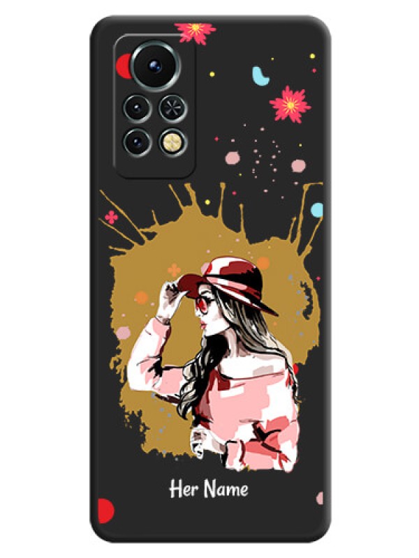 Custom Mordern Lady With Color Splash Background With Custom Text On Space Black Personalized Soft Matte Phone Covers -Infinix Note 11S