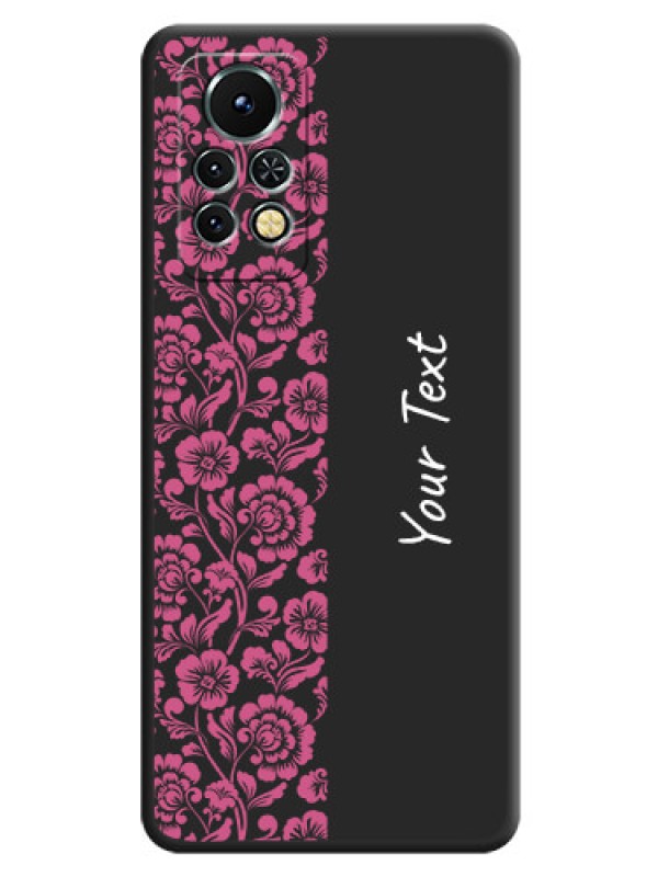 Custom Pink Floral Pattern Design With Custom Text On Space Black Personalized Soft Matte Phone Covers -Infinix Note 11S