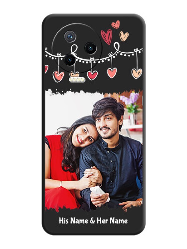Custom Pink Love Hangings with Name on Space Black Custom Soft Matte Phone Cases - Infinix Note 12 Pro