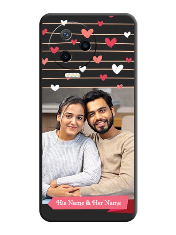 Custom Love Pattern with Name on Pink Ribbon - Photo on Space Black Soft Matte Back Cover - Infinix Note 12 Pro