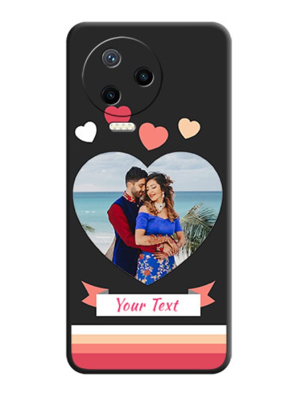 Custom Love Shaped Photo with Colorful Stripes on Personalised Space Black Soft Matte Cases - Infinix Note 12 Pro