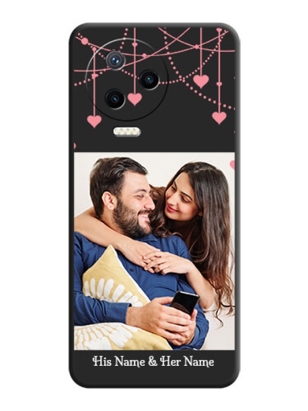 Custom Pink Love Hangings with Text on Space Black Custom Soft Matte Back Cover - Infinix Note 12 Pro