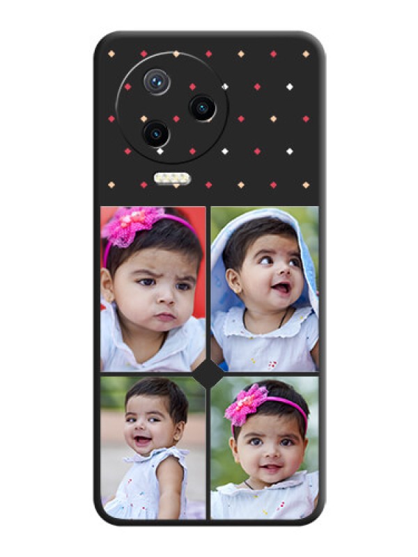 Custom Multicolor Dotted Pattern with 4 Image Holder on Space Black Custom Soft Matte Phone Cases - Infinix Note 12 Pro