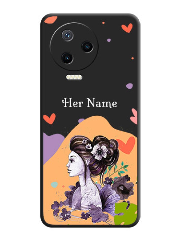Custom Namecase For Her With Fancy Lady Image On Space Black Personalized Soft Matte Phone Covers - Infinix Note 12 Pro