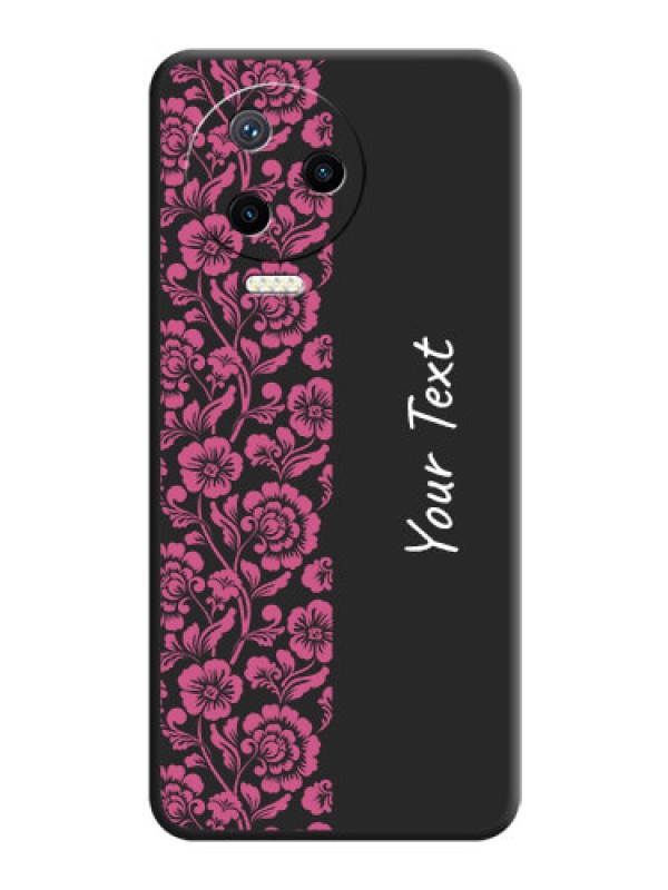 Custom Pink Floral Pattern Design With Custom Text On Space Black Personalized Soft Matte Phone Covers - Infinix Note 12 Pro