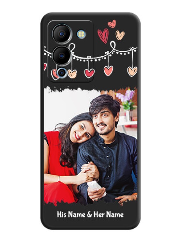 Custom Pink Love Hangings with Name on Space Black Custom Soft Matte Phone Cases - Infinix Note 12 Turbo