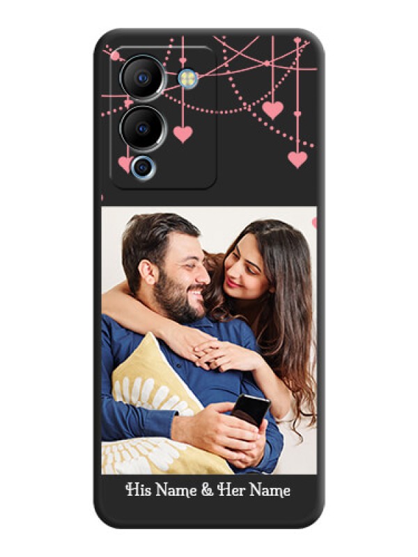 Custom Pink Love Hangings with Text on Space Black Custom Soft Matte Back Cover - Infinix Note 12 Turbo