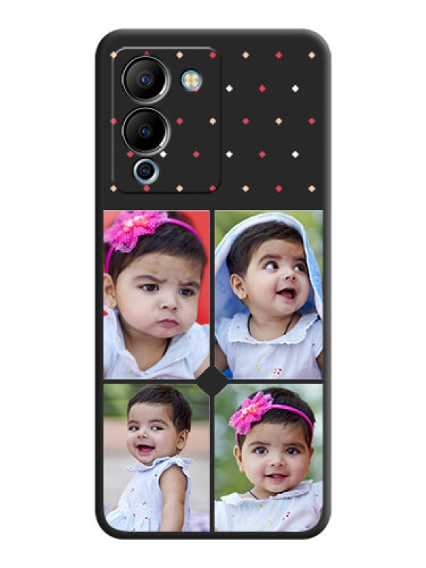 Custom Multicolor Dotted Pattern with 4 Image Holder on Space Black Custom Soft Matte Phone Cases - Infinix Note 12 Turbo