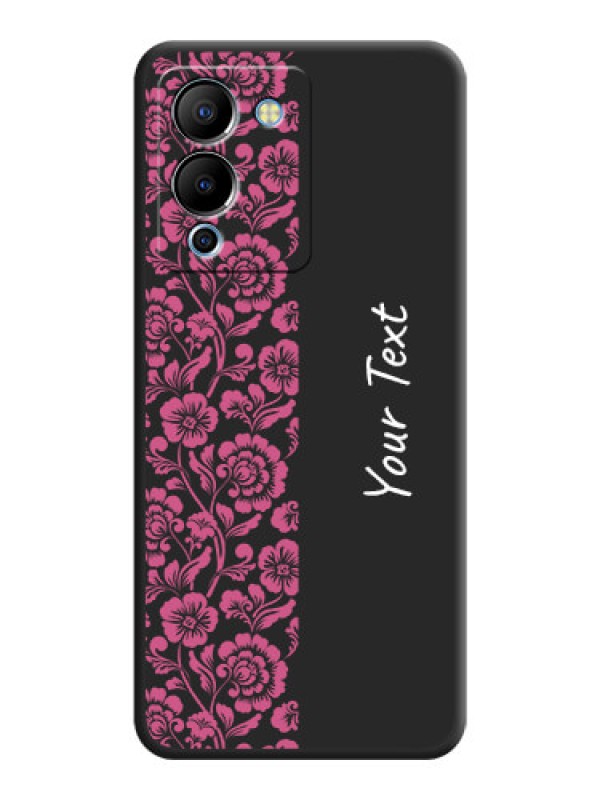 Custom Pink Floral Pattern Design With Custom Text On Space Black Personalized Soft Matte Phone Covers -Infinix Note 12 Turbo