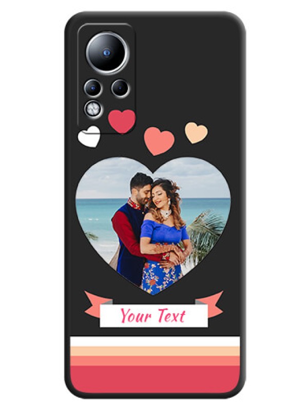 Custom Love Shaped Photo with Colorful Stripes on Personalised Space Black Soft Matte Cases - Infinix Note 12