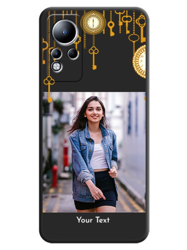 Custom Decorative Design with Text on Space Black Custom Soft Matte Back Cover - Infinix Note 12