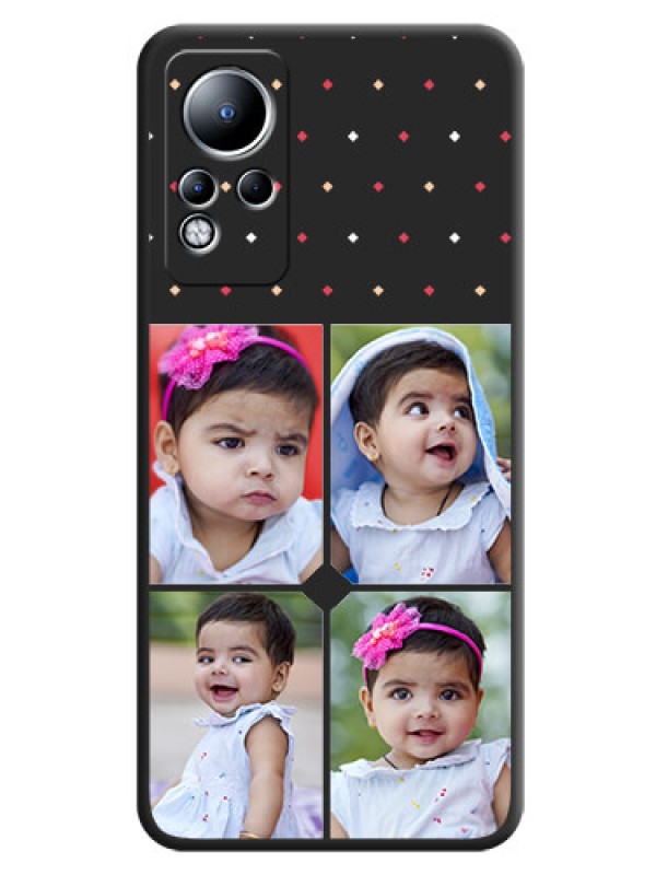 Custom Multicolor Dotted Pattern with 4 Image Holder on Space Black Custom Soft Matte Phone Cases - Infinix Note 12