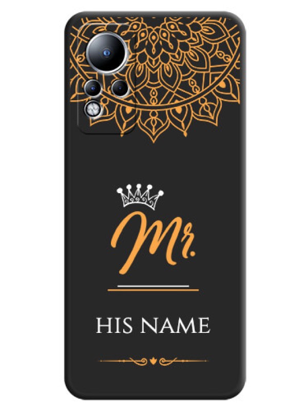 Custom Mr Name with Floral Design  on Personalised Space Black Soft Matte Cases - Infinix Note 12