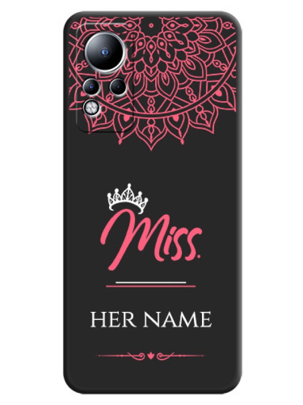 Custom Mrs Name with Floral Design on Space Black Personalized Soft Matte Phone Covers - Infinix Note 12