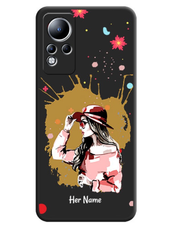 Custom Mordern Lady With Color Splash Background With Custom Text On Space Black Personalized Soft Matte Phone Covers -Infinix Note 12