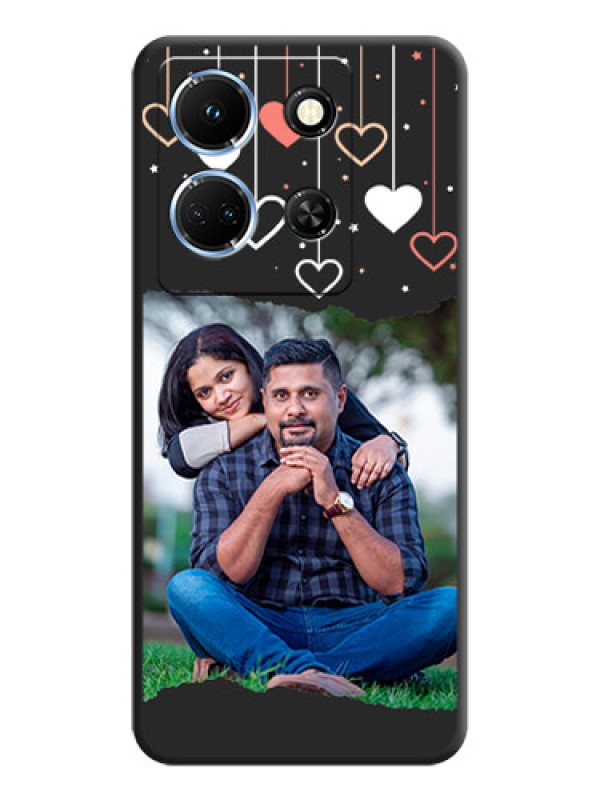 Custom Love Hangings with Splash Wave Picture on Space Black Custom Soft Matte Phone Back Cover - Infinix Note 30 5G