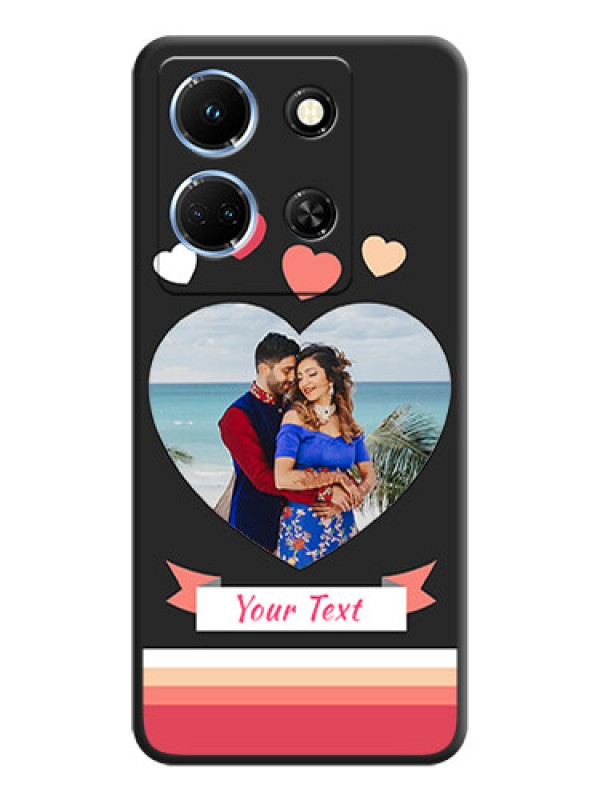 Custom Love Shaped Photo with Colorful Stripes on Personalised Space Black Soft Matte Cases - Infinix Note 30 5G