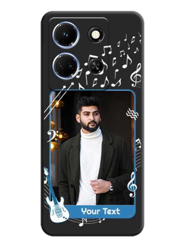 Custom Musical Theme Design with Text - Photo on Space Black Soft Matte Mobile Case - Infinix Note 30 5G