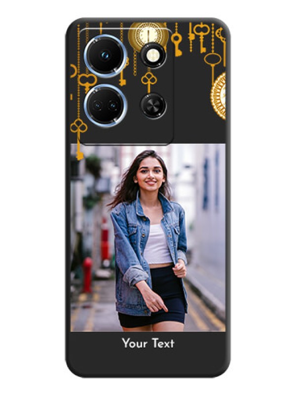 Custom Decorative Design with Text on Space Black Custom Soft Matte Back Cover - Infinix Note 30 5G