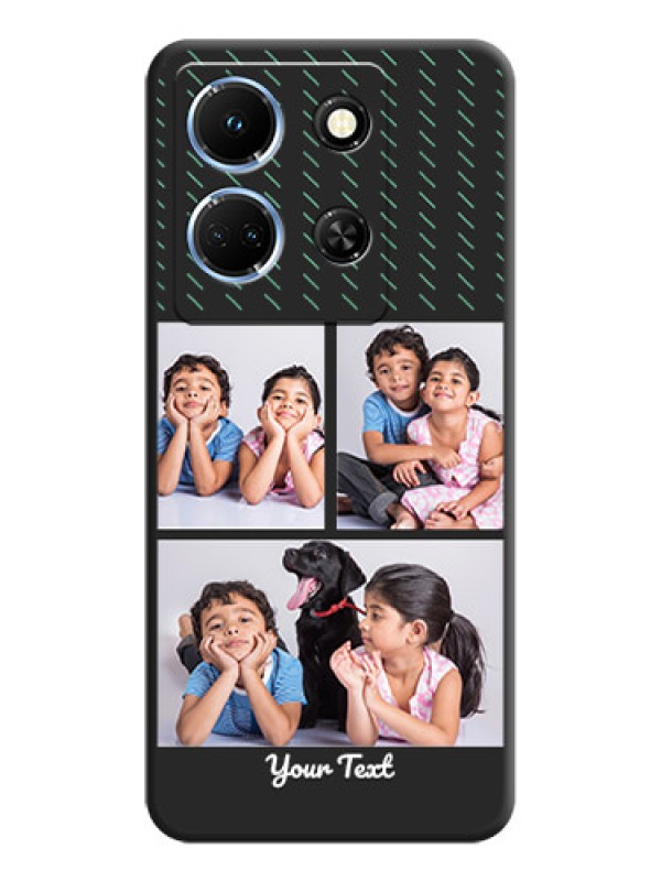 Custom Cross Dotted Pattern with 2 Image Holder on Personalised Space Black Soft Matte Cases - Infinix Note 30 5G