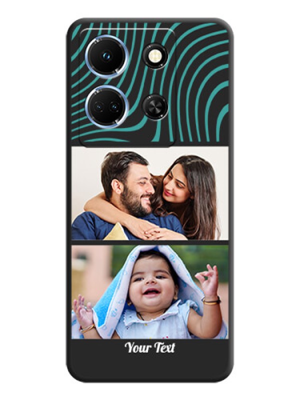 Custom Wave Pattern with 2 Image Holder on Space Black Personalized Soft Matte Phone Covers - Infinix Note 30 5G