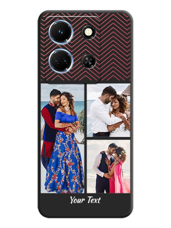 Custom Wave Pattern with 3 Image Holder on Space Black Custom Soft Matte Back Cover - Infinix Note 30 5G