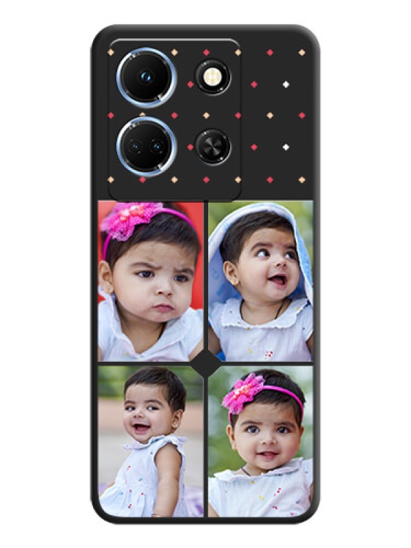 Custom Multicolor Dotted Pattern with 4 Image Holder on Space Black Custom Soft Matte Phone Cases - Infinix Note 30 5G