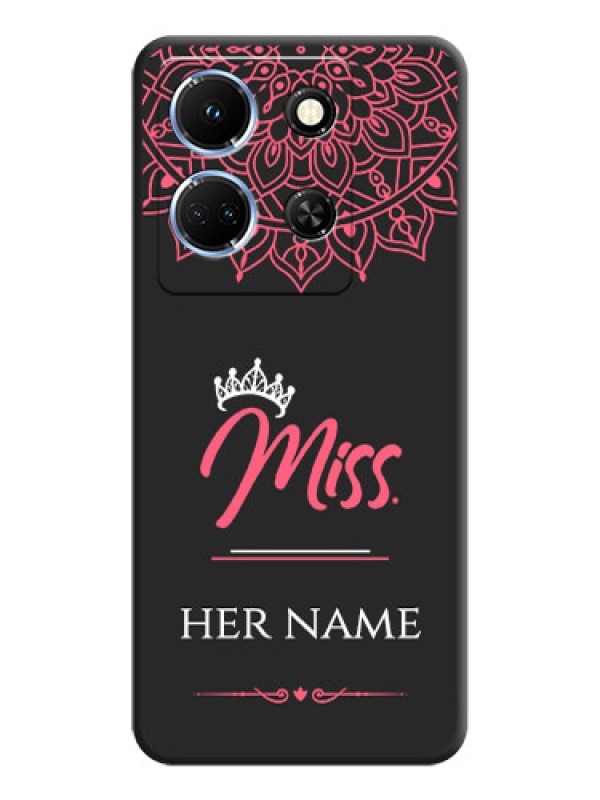 Custom Mrs Name with Floral Design on Space Black Personalized Soft Matte Phone Covers - Infinix Note 30 5G