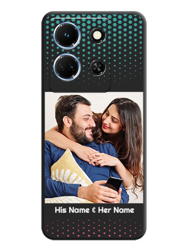 Custom Faded Dots with Grunge Photo Frame and Text on Space Black Custom Soft Matte Phone Cases - Infinix Note 30 5G